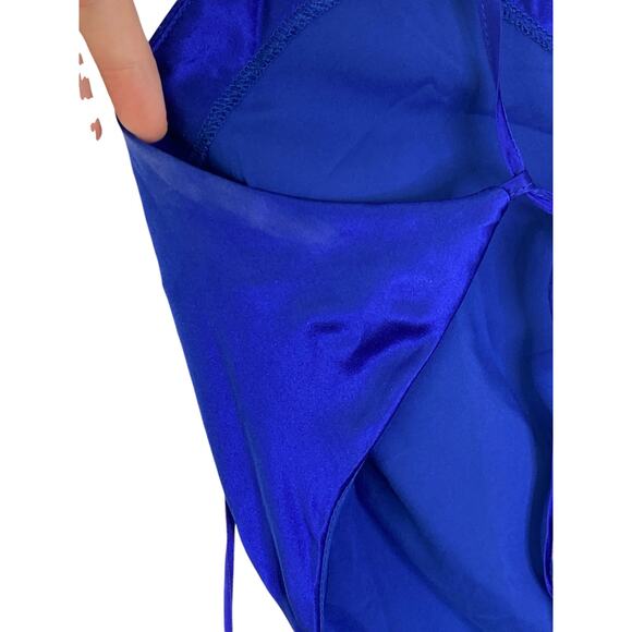 Amanda Uprichard Nicoletta Silk Mini Dress One Shoulder Ruffle Hem Lapis Size S - Picture 10 of 10